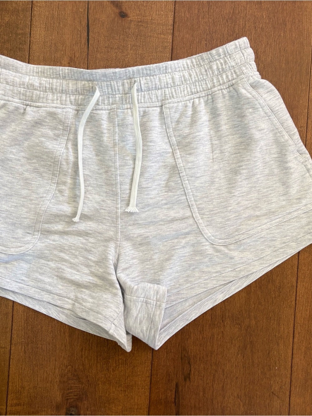 Lululemon BeCalm mid rise 3” inseam lounge shorts.